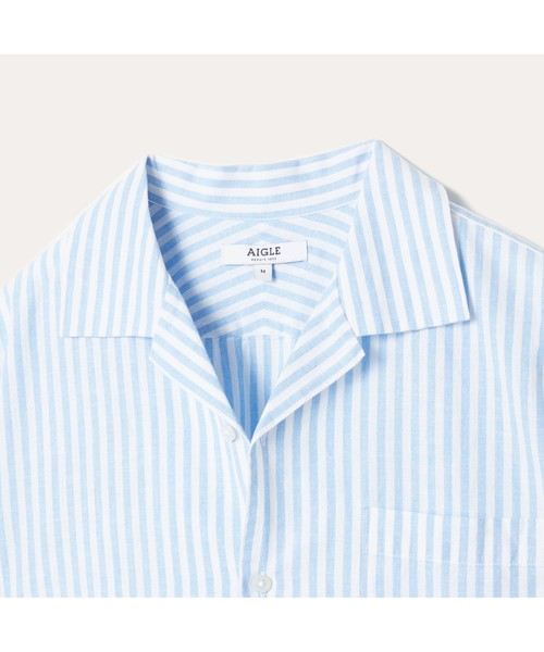 AIGLE(エーグル)の「吸水速乾 スレイプ ストライプ 半袖シャツ(シャツ/ブラウス・メンズ・ライトブルー/ベージュ・LL/S/M/L)」の12枚目の写真