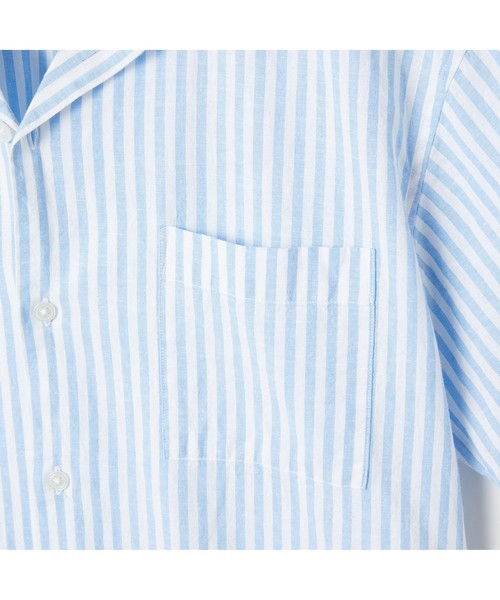 AIGLE(エーグル)の「吸水速乾 スレイプ ストライプ 半袖シャツ(シャツ/ブラウス・メンズ・ライトブルー/ベージュ・LL/S/M/L)」の6枚目の写真