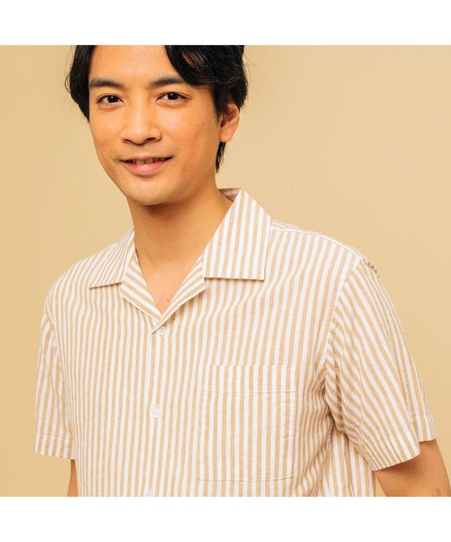 AIGLE(エーグル)の「吸水速乾 スレイプ ストライプ 半袖シャツ(シャツ/ブラウス・メンズ・ライトブルー/ベージュ・LL/S/M/L)」の15枚目の写真