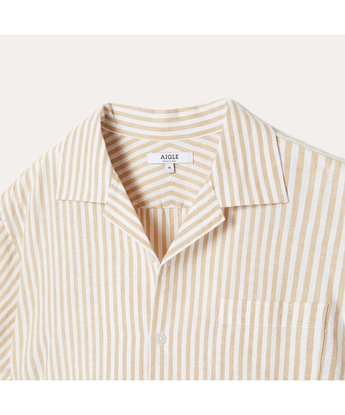 AIGLE(エーグル)の「吸水速乾 スレイプ ストライプ 半袖シャツ(シャツ/ブラウス・メンズ・ライトブルー/ベージュ・LL/S/M/L)」の13枚目の写真