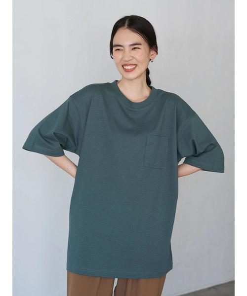 AMERICAN HOLIC（アメリカンホリック）の「オーガニックコットンポケット付きカットチュニック　＊（Tシャツ/カットソー・レディース・チャコールグレー/オフホワイト/グリーン/ホワイト系その他4/ブラック系その他4/キャメル・FREE）」の5枚目の写真