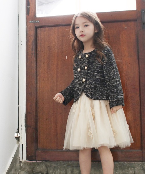 Rora（ローラ）の「ユミネ ツイード ジャケット（ノーカラージャケット・キッズ・ブラック・140cm/130cm/110cm/120cm/100cm）」の6枚目の写真