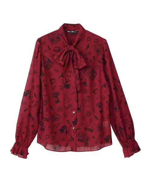 新品✨ヒステリックグラマー KARMA KARMA柄 長袖 ボウタイブラウス 新品✨ヒステリックグラマー KARMA KARMA柄 長袖 ボウタイ