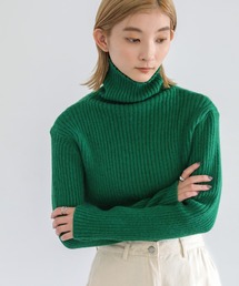 【12色展開】タートルネックリブニット
