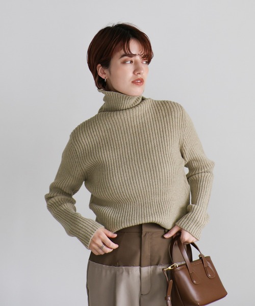 モカ nico2572様 新色追加/12色展開】プチハイネックリブニット（ニット/セーター