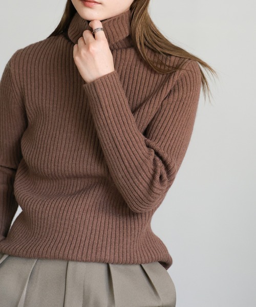 セール】【12色展開】タートルネックリブニット（ニット/セーター