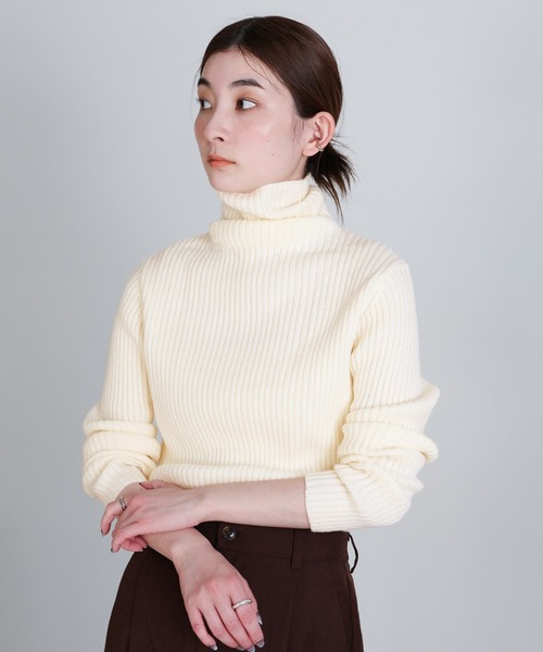 セール】【12色展開】タートルネックリブニット（ニット/セーター