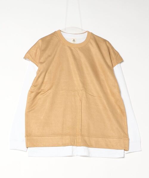 INNOCENT(イノセント)の「※セット商品 ビッグノースリーブアンサンブル - スエードタッチノースリーブ&ロングスリーブカットソー(Tシャツ/カットソー・メンズ・ベージュ/サックスブルー/スミクロ/グレー・LARGE/MEDIUM)」の3枚目の写真