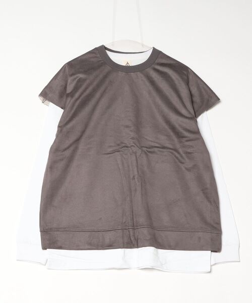 INNOCENT(イノセント)の「※セット商品 ビッグノースリーブアンサンブル - スエードタッチノースリーブ&ロングスリーブカットソー(Tシャツ/カットソー・メンズ・ベージュ/サックスブルー/スミクロ/グレー・LARGE/MEDIUM)」の2枚目の写真