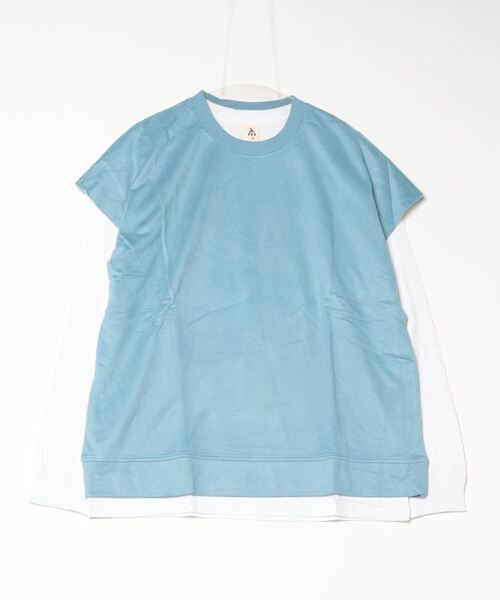 INNOCENT(イノセント)の「※セット商品 ビッグノースリーブアンサンブル - スエードタッチノースリーブ&ロングスリーブカットソー(Tシャツ/カットソー・メンズ・ベージュ/サックスブルー/スミクロ/グレー・LARGE/MEDIUM)」の4枚目の写真