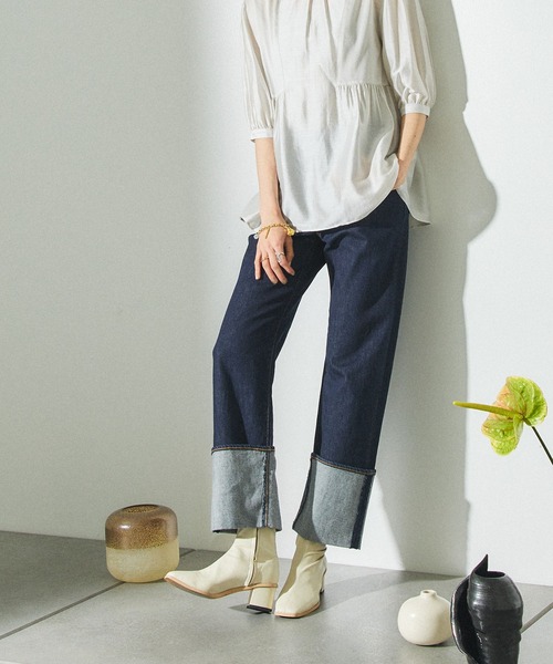 PUBLIC TOKYO(パブリックトウキョウ)の「モイストストレートデニム(デニムパンツ・レディース・ネイビー・2/3/4/1)」の1枚目の写真