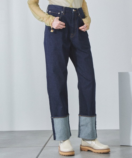 PUBLIC TOKYO(パブリックトウキョウ)の「モイストストレートデニム(デニムパンツ・レディース・ネイビー・2/3/4/1)」の12枚目の写真