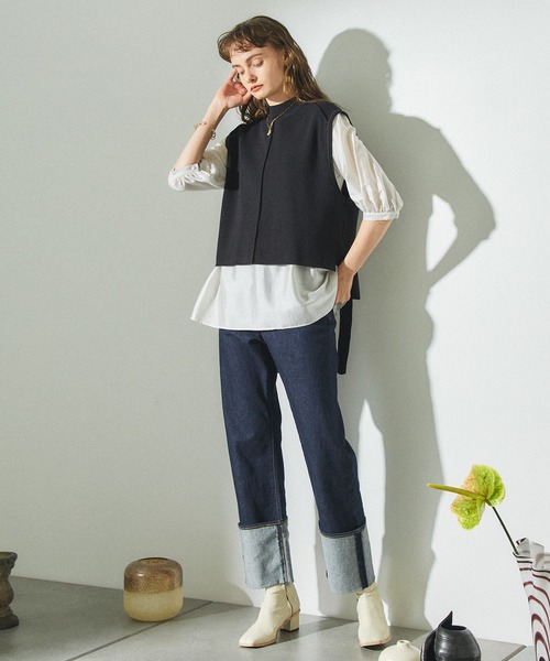 PUBLIC TOKYO(パブリックトウキョウ)の「モイストストレートデニム(デニムパンツ・レディース・ネイビー・2/3/4/1)」の13枚目の写真