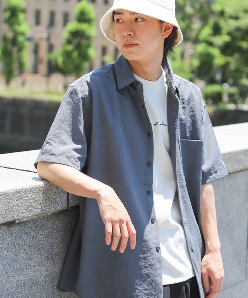 SENSE OF PLACE by URBAN RESEARCH（センスオブプレイスバイアーバンリサーチ）の「リネンライクレギュラーカラーシャツ（シャツ/ブラウス・メンズ・グリーン系その他/ピンク系その他/チャコールグレー/ピンク/アイボリー/ブラウン/ミント/ブルー・X-LARGE/MEDIUM/LARGE）」の6枚目の写真