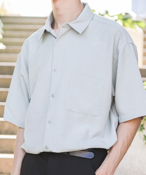 SENSE OF PLACE by URBAN RESEARCH（センスオブプレイスバイアーバンリサーチ）の「リネンライクレギュラーカラーシャツ（シャツ/ブラウス・メンズ・グリーン系その他/ピンク系その他/チャコールグレー/ピンク/アイボリー/ブラウン/ミント/ブルー・X-LARGE/MEDIUM/LARGE）」の5枚目の写真