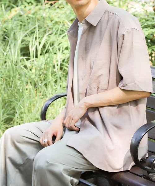 SENSE OF PLACE by URBAN RESEARCH（センスオブプレイスバイアーバンリサーチ）の「リネンライクレギュラーカラーシャツ（シャツ/ブラウス・メンズ・グリーン系その他/ピンク系その他/チャコールグレー/ピンク/アイボリー/ブラウン/ミント/ブルー・X-LARGE/MEDIUM/LARGE）」の12枚目の写真