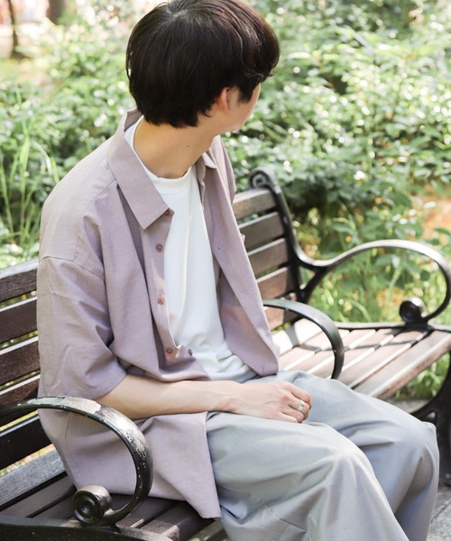 SENSE OF PLACE by URBAN RESEARCH（センスオブプレイスバイアーバンリサーチ）の「リネンライクレギュラーカラーシャツ（シャツ/ブラウス・メンズ・グリーン系その他/ピンク系その他/チャコールグレー/ピンク/アイボリー/ブラウン/ミント/ブルー・X-LARGE/MEDIUM/LARGE）」の13枚目の写真