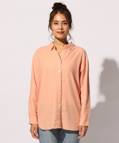 BAYFLOW（ベイフロー）の「リネンカラ―シャツ（テンセル(TM)繊維使用）（シャツ/ブラウス・レディース・ホワイト/ベージュ/オレンジ/カーキ/ライトグリーン/ラベンダー・SMALL/MEDIUM）」の15枚目の写真