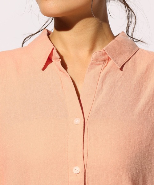 BAYFLOW（ベイフロー）の「リネンカラ―シャツ（テンセル(TM)繊維使用）（シャツ/ブラウス・レディース・ホワイト/ベージュ/オレンジ/カーキ/ライトグリーン/ラベンダー・SMALL/MEDIUM）」の13枚目の写真