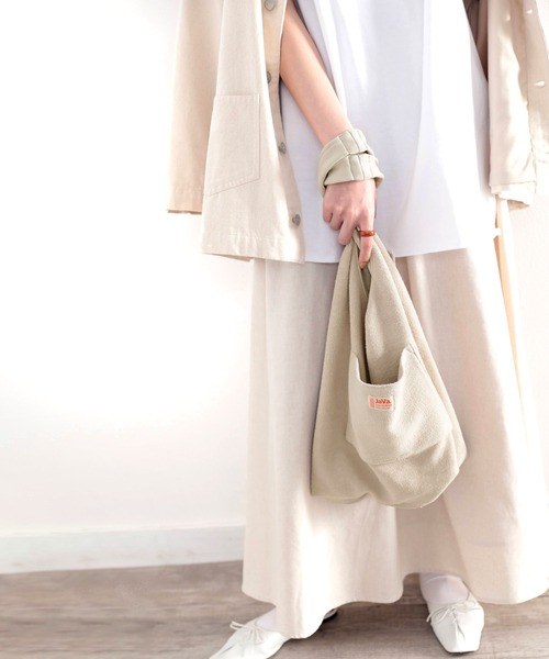 Java（ジャバ）の「《JaVaジャバ コラボ》ちょっとしたお買い物に♪USAコットン&パイル地エコBAG（トートバッグ・レディース・ブラック/ホワイト/グレー/グレイッシュベージュ・FREE）」の14枚目の写真