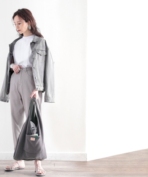 Java（ジャバ）の「《JaVaジャバ コラボ》ちょっとしたお買い物に♪USAコットン&パイル地エコBAG（トートバッグ・レディース・ブラック/ホワイト/グレー/グレイッシュベージュ・FREE）」の21枚目の写真