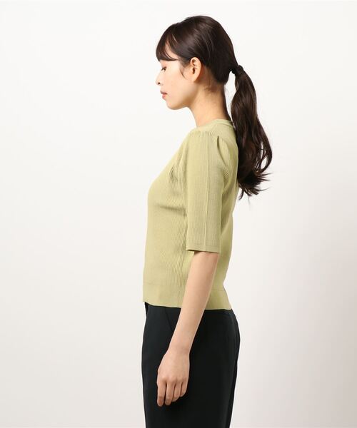 MEW'S REFINED CLOTHES（ミューズリファインドクローズ）の「ウォッシャブルパフニットトップス（ニット/セーター・レディース・ネイビー/ホワイト/ライトグリーン・MEDIUM）」の5枚目の写真