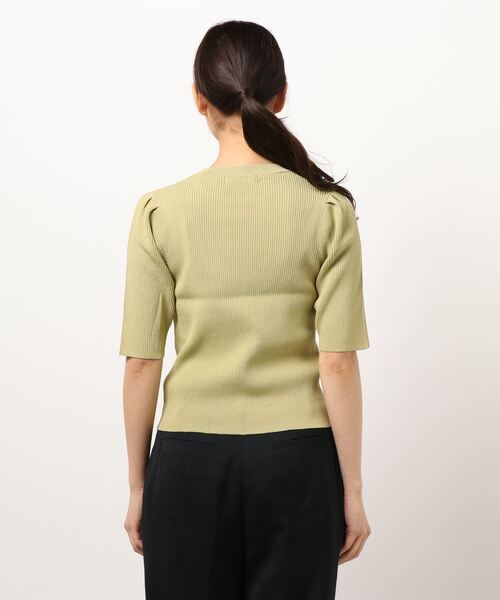 MEW'S REFINED CLOTHES（ミューズリファインドクローズ）の「ウォッシャブルパフニットトップス（ニット/セーター・レディース・ネイビー/ホワイト/ライトグリーン・MEDIUM）」の4枚目の写真