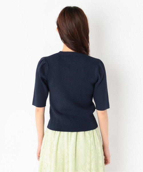 MEW'S REFINED CLOTHES（ミューズリファインドクローズ）の「ウォッシャブルパフニットトップス（ニット/セーター・レディース・ネイビー/ホワイト/ライトグリーン・MEDIUM）」の7枚目の写真