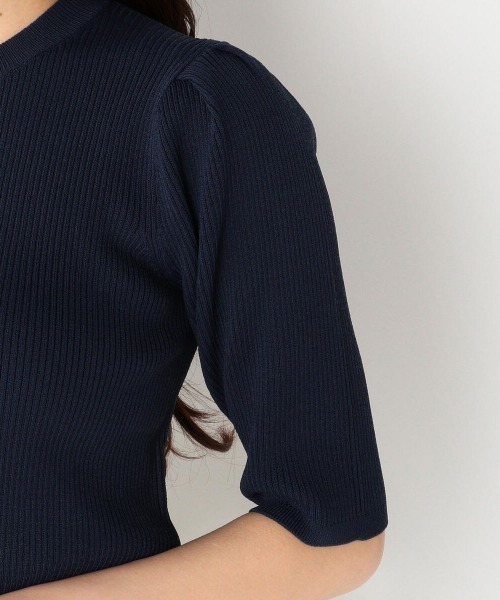 MEW'S REFINED CLOTHES（ミューズリファインドクローズ）の「ウォッシャブルパフニットトップス（ニット/セーター・レディース・ネイビー/ホワイト/ライトグリーン・MEDIUM）」の9枚目の写真