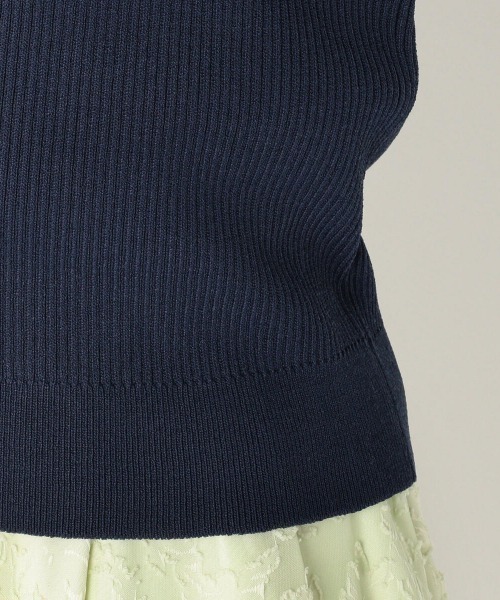 MEW'S REFINED CLOTHES（ミューズリファインドクローズ）の「ウォッシャブルパフニットトップス（ニット/セーター・レディース・ネイビー/ホワイト/ライトグリーン・MEDIUM）」の10枚目の写真