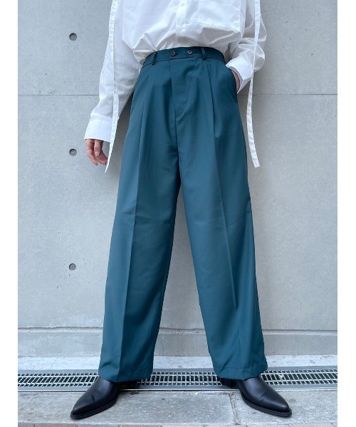 Chikashitsu +(チカシツプラス)の「【Chikashitsu +/チカシツプラス】2 button slacks/2ボタン スラックス センタープレス デザイン パンツ(スラックス・メンズ・ブラック/ブラウン/グレー/グリーン・S/M)」の10枚目の写真