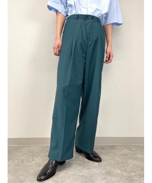 Chikashitsu +(チカシツプラス)の「【Chikashitsu +/チカシツプラス】2 button slacks/2ボタン スラックス センタープレス デザイン パンツ(スラックス・メンズ・ブラック/ブラウン/グレー/グリーン・S/M)」の7枚目の写真