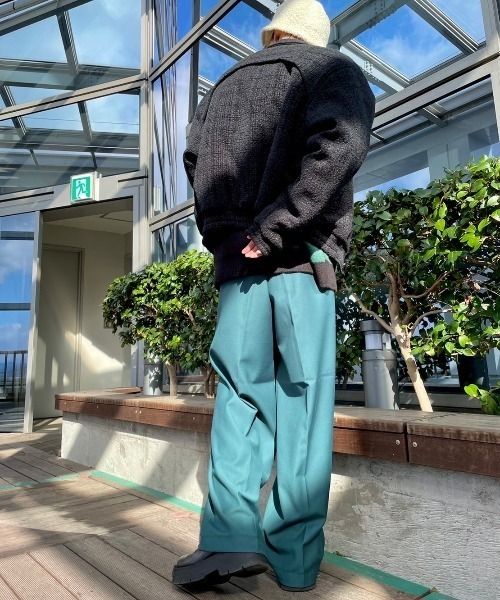 Chikashitsu +(チカシツプラス)の「【Chikashitsu +/チカシツプラス】2 button slacks/2ボタン スラックス センタープレス デザイン パンツ(スラックス・メンズ・ブラック/ブラウン/グレー/グリーン・S/M)」の16枚目の写真