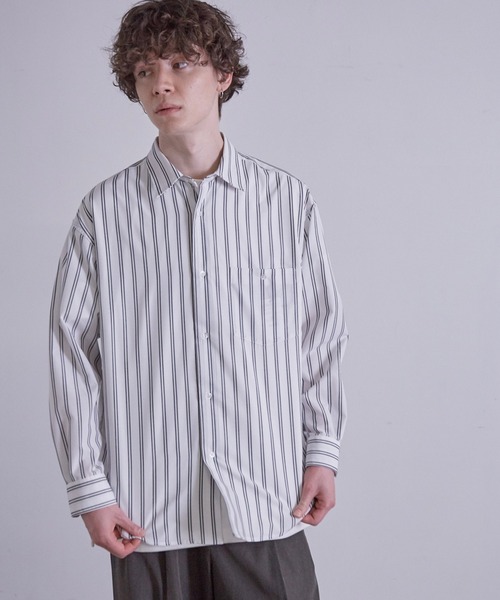 JUNRED(ジュンレッド)の「先染めストライプシャツ(シャツ/ブラウス・メンズ・ブルー系その他4/ホワイト/グリーン・L/LL/M)」の2枚目の写真