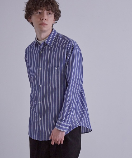 JUNRED(ジュンレッド)の「先染めストライプシャツ(シャツ/ブラウス・メンズ・ブルー系その他4/ホワイト/グリーン・L/LL/M)」の7枚目の写真