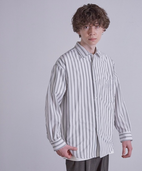 JUNRED(ジュンレッド)の「先染めストライプシャツ(シャツ/ブラウス・メンズ・ブルー系その他4/ホワイト/グリーン・L/LL/M)」の13枚目の写真