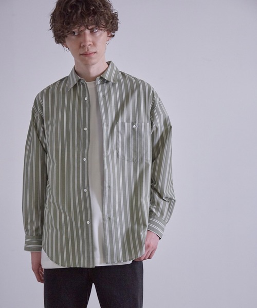 JUNRED(ジュンレッド)の「先染めストライプシャツ(シャツ/ブラウス・メンズ・ブルー系その他4/ホワイト/グリーン・L/LL/M)」の16枚目の写真