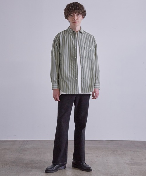 JUNRED(ジュンレッド)の「先染めストライプシャツ(シャツ/ブラウス・メンズ・ブルー系その他4/ホワイト/グリーン・L/LL/M)」の18枚目の写真