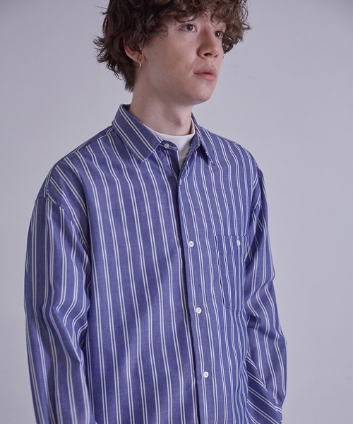 JUNRED(ジュンレッド)の「先染めストライプシャツ(シャツ/ブラウス・メンズ・ブルー系その他4/ホワイト/グリーン・L/LL/M)」の8枚目の写真