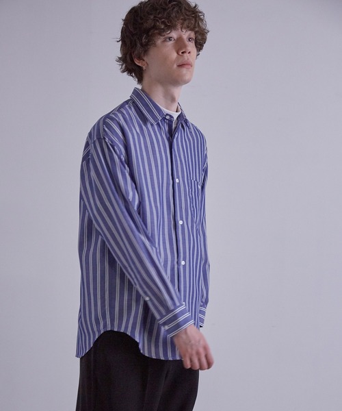 JUNRED(ジュンレッド)の「先染めストライプシャツ(シャツ/ブラウス・メンズ・ブルー系その他4/ホワイト/グリーン・L/LL/M)」の9枚目の写真