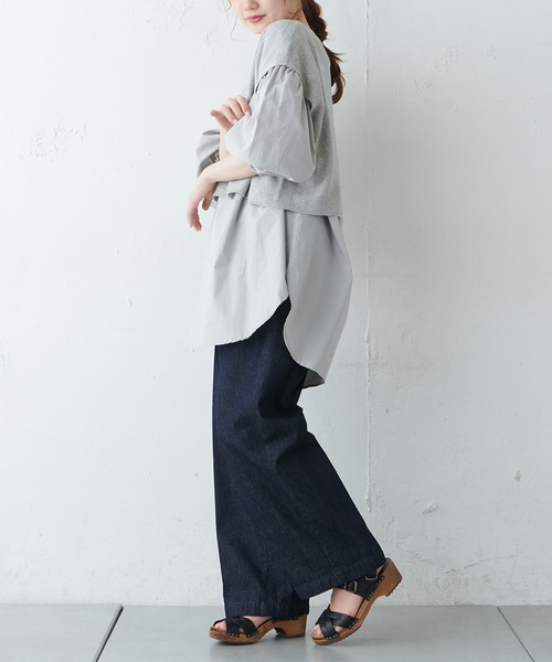 PUAL CE CIN(ピュアルセシン)の「布帛インナーブラウス付ニットベスト(ニット/セーター・レディース・キナリ/グレー・FREE)」の9枚目の写真