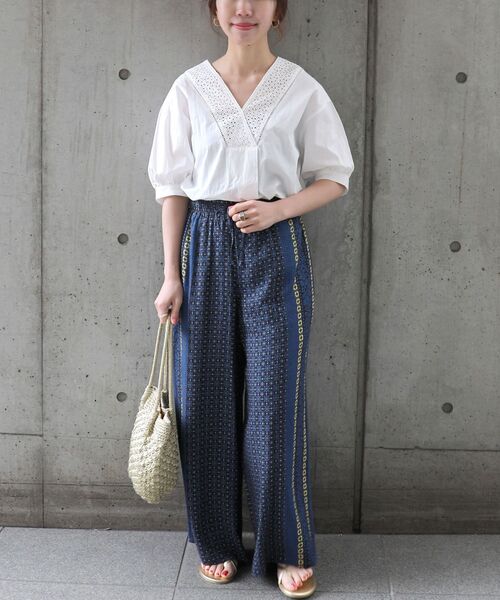 SHIPS any（シップス エニィ）の「SHIPS any: パネル プリント イージー パンツ〈ウォッシャブルアイテム〉◇（その他パンツ・レディース・ネイビー/パープル・ONE SIZE）」の19枚目の写真