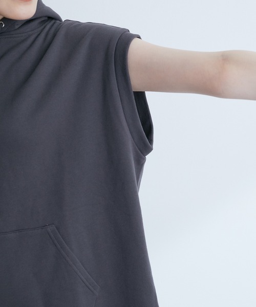 VIS(ビス)の「【WEB限定】ミニ裏毛フレンチスリーブパーカー(パーカー・レディース・オフホワイト/スミクロ/ブルー系その他6・FREE)」の10枚目の写真