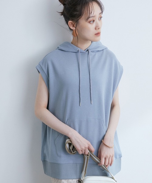 VIS(ビス)の「【WEB限定】ミニ裏毛フレンチスリーブパーカー(パーカー・レディース・オフホワイト/スミクロ/ブルー系その他6・FREE)」の21枚目の写真