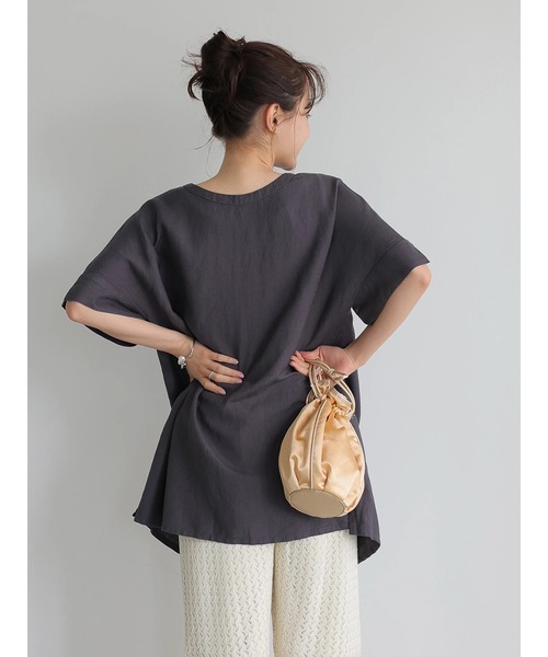 AMERICAN HOLIC（アメリカンホリック）の「バックオープンリネンブレンドチュニック　＊〇（Tシャツ/カットソー・レディース・チャコールグレー/グリーン/ストライプ/ライトベージュ・FREE）」の20枚目の写真