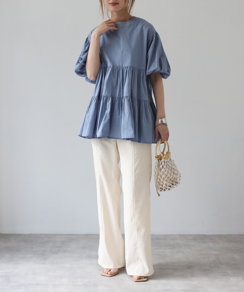 4youstory（フォーユーストーリー）の「薄エステルツイルカラーフレアパンツ（その他パンツ・レディース・オフホワイト/イエロー/オレンジ/グリーン・FREE）」の8枚目の写真