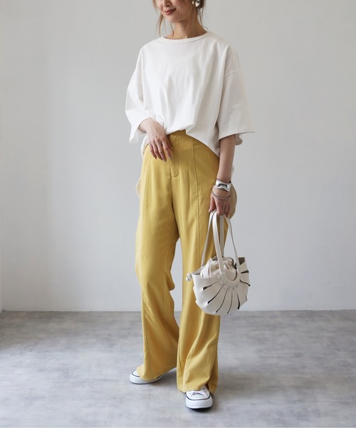 4youstory（フォーユーストーリー）の「薄エステルツイルカラーフレアパンツ（その他パンツ・レディース・オフホワイト/イエロー/オレンジ/グリーン・FREE）」の11枚目の写真