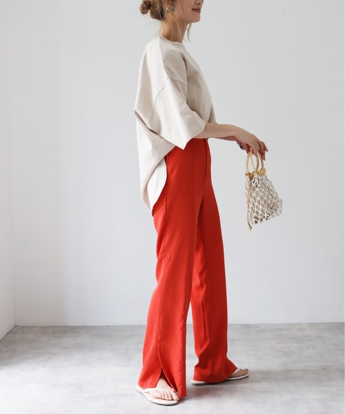 4youstory（フォーユーストーリー）の「薄エステルツイルカラーフレアパンツ（その他パンツ・レディース・オフホワイト/イエロー/オレンジ/グリーン・FREE）」の9枚目の写真