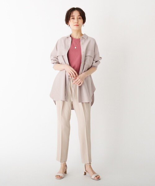 OPAQUE.CLIP（オペークドットクリップ）の「◆CAFFISI ドレープツイル リラクシーシャツジャケット【WEB限定カラー・サイズ】（シャツ/ブラウス・レディース・サンドベージュ/ブラック系7/ガンメタ/キャメル・42/38/40）」の15枚目の写真