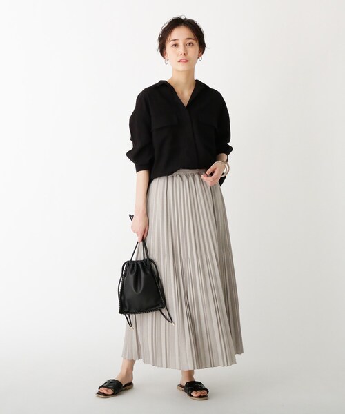 OPAQUE.CLIP（オペークドットクリップ）の「◆CAFFISI ドレープツイル リラクシーシャツジャケット【WEB限定カラー・サイズ】（シャツ/ブラウス・レディース・サンドベージュ/ブラック系7/ガンメタ/キャメル・42/38/40）」の8枚目の写真